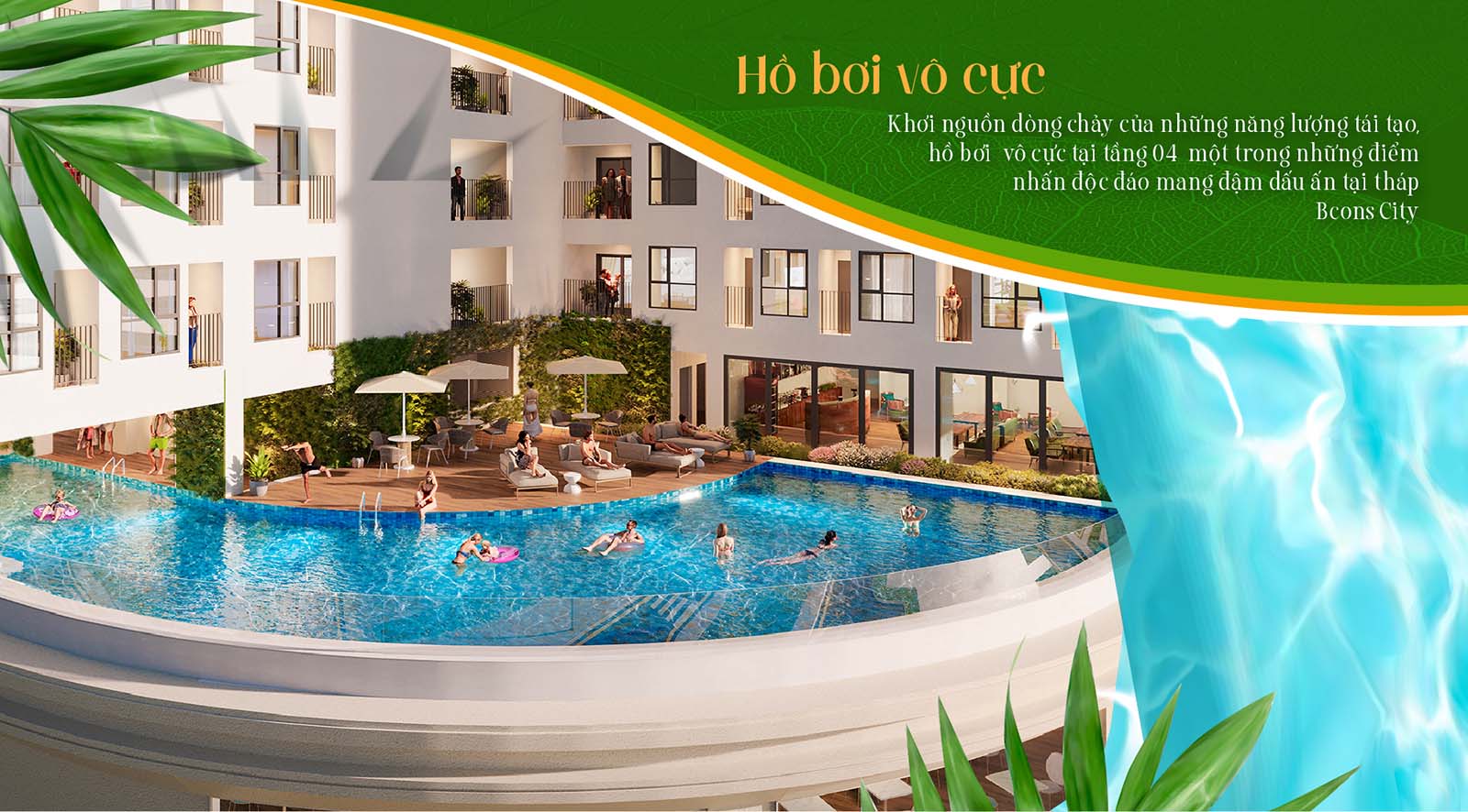 Hồ bơi thư giãn với tầm nhìn tuyệt đẹp Bcons City