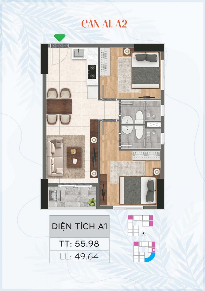 Layout thiết kế chi tiết căn A tháp Bcons City