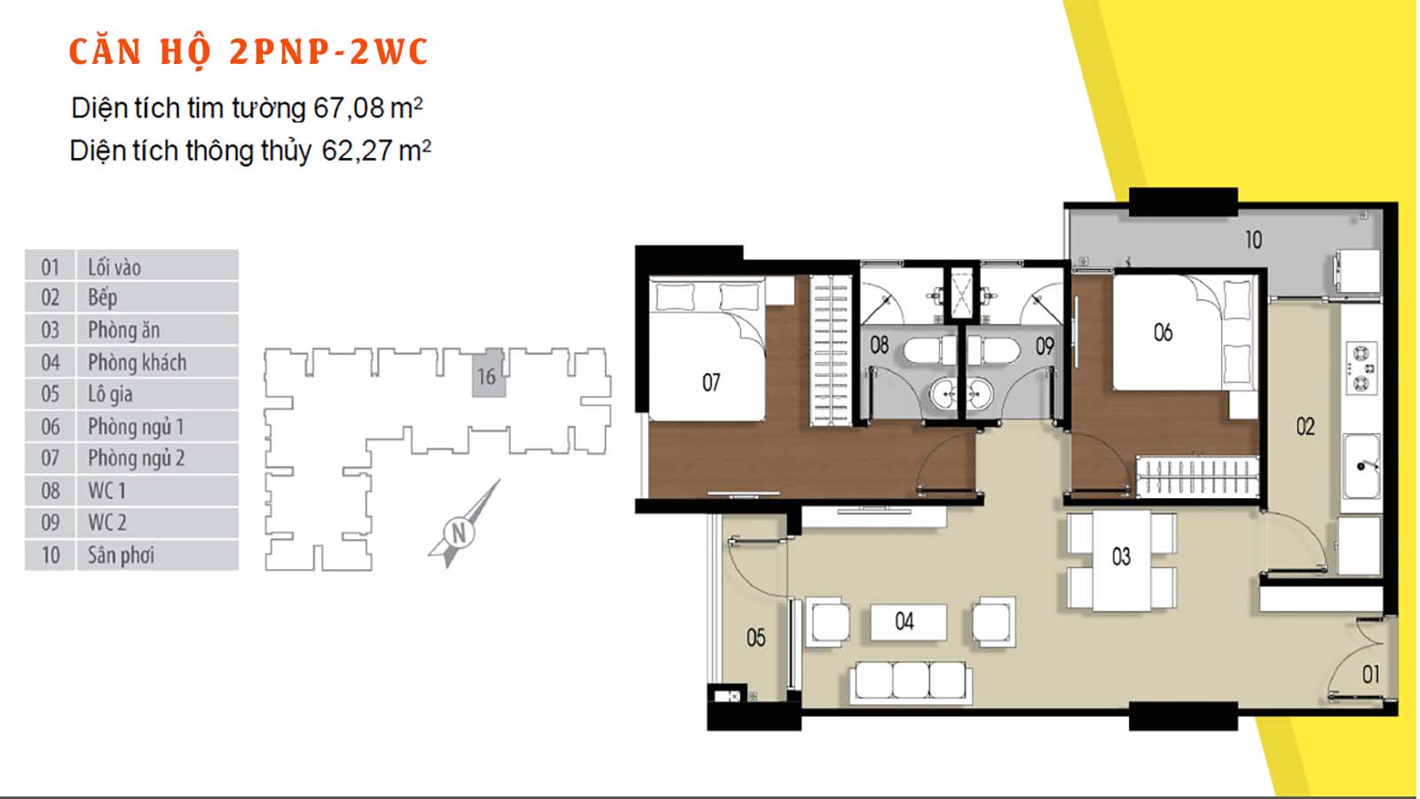 Layout thiết kế chi tiết căn hộ 67.08 Him Lam Phú Đông