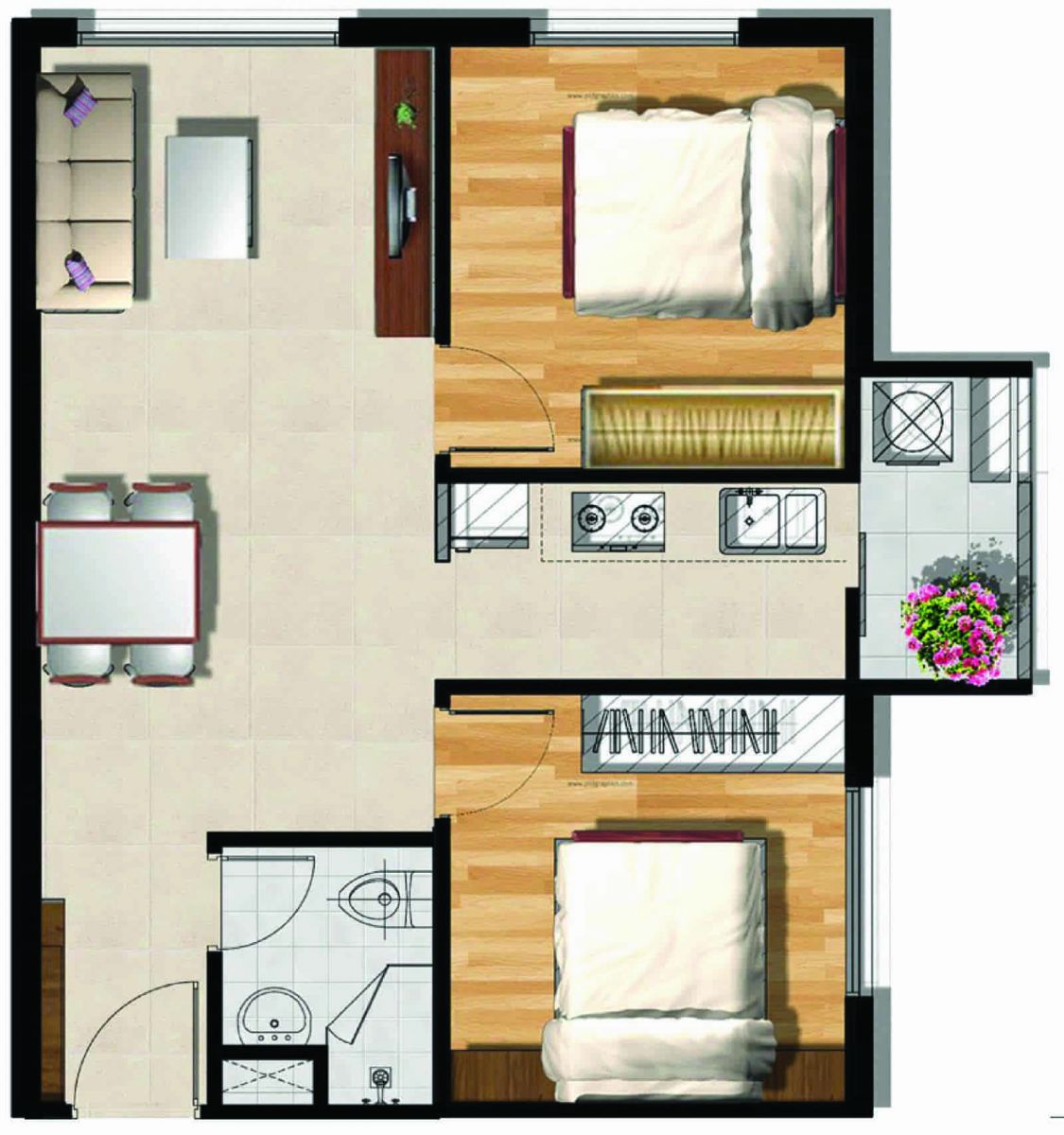 Layout căn hộ(04,13) Hà Đô Riverside