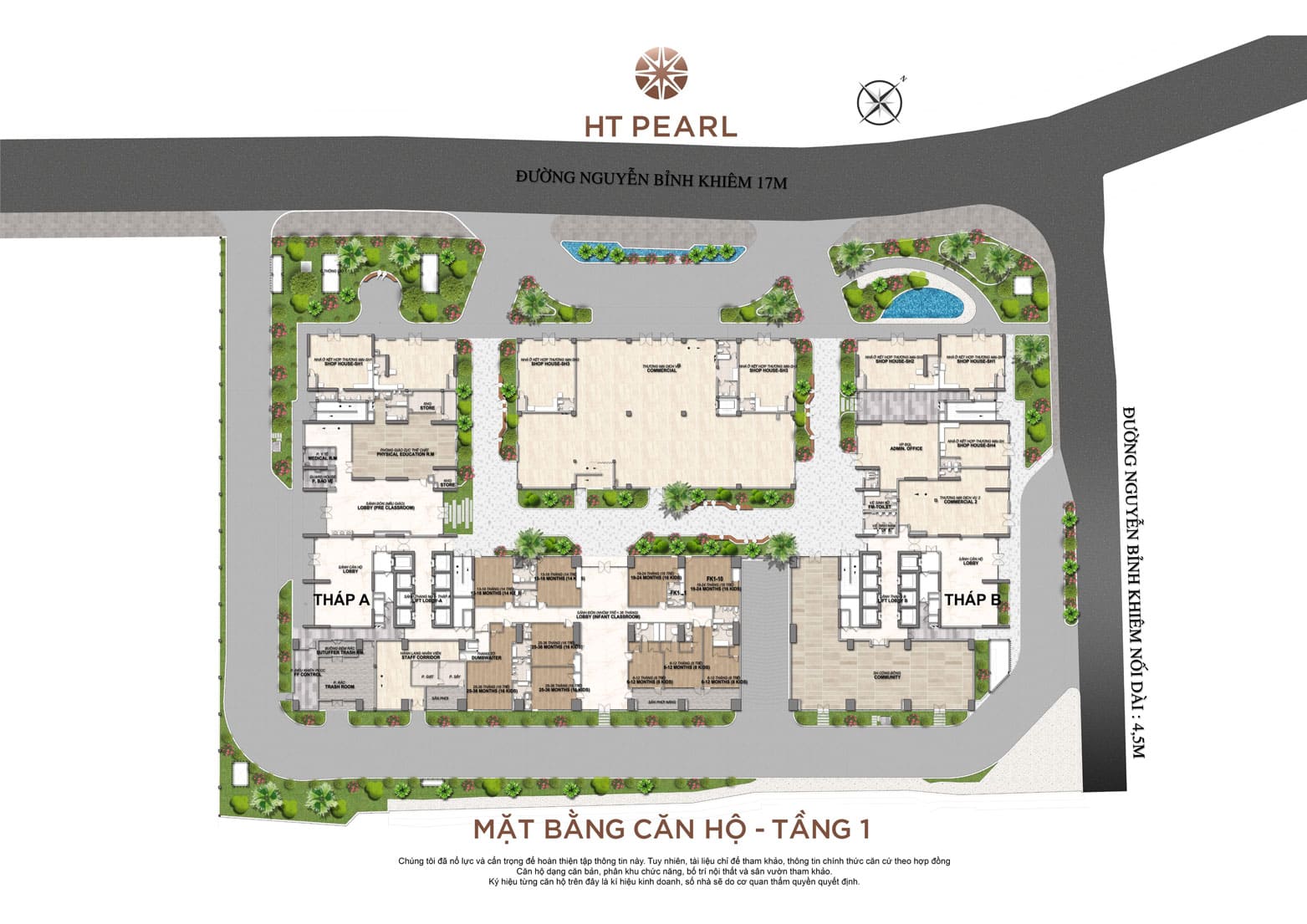 Mặt bằng tầng 1 HT Pearl