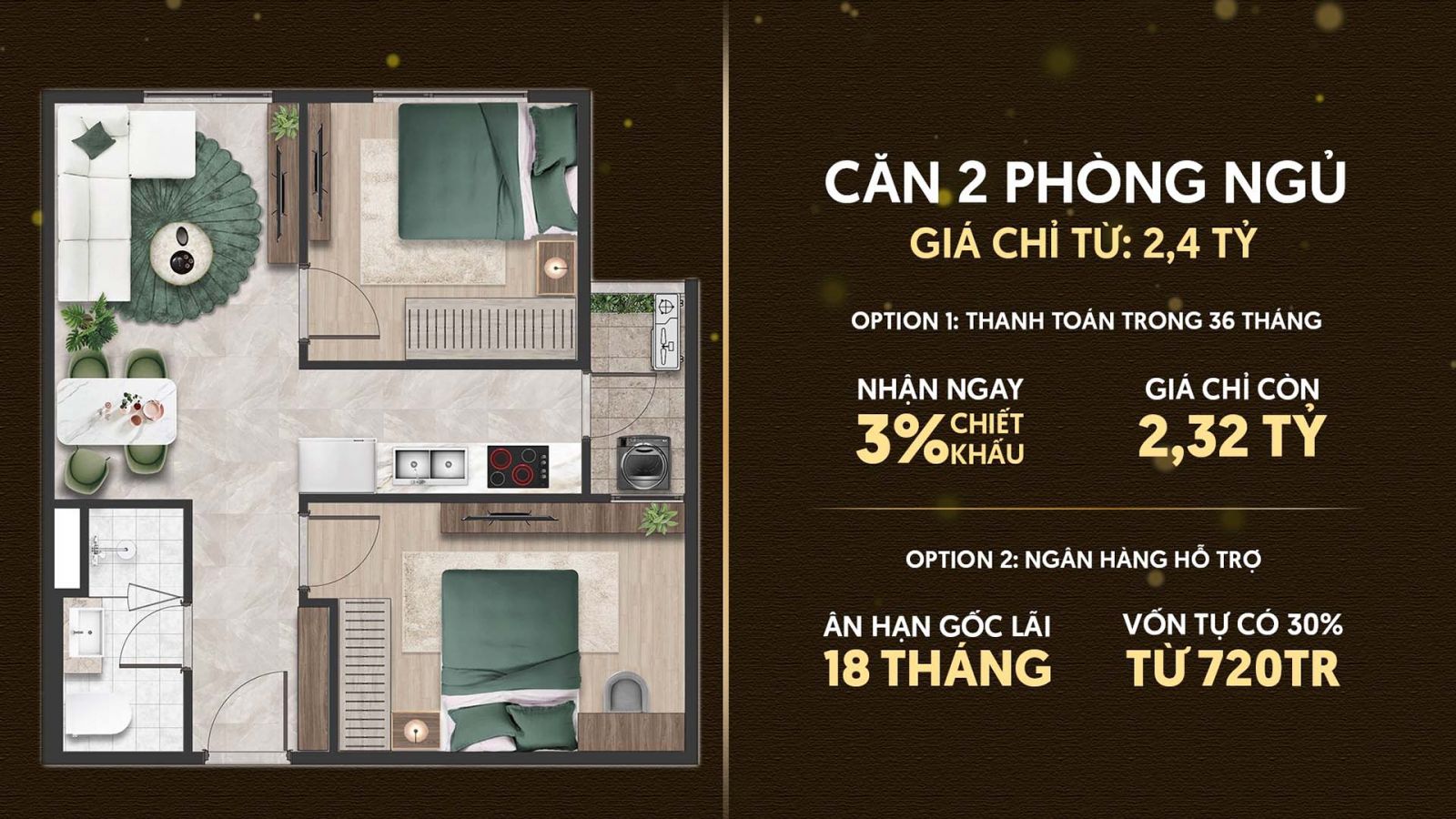 Layout thiết kế chi tiết căn 2PN The Emerald 68