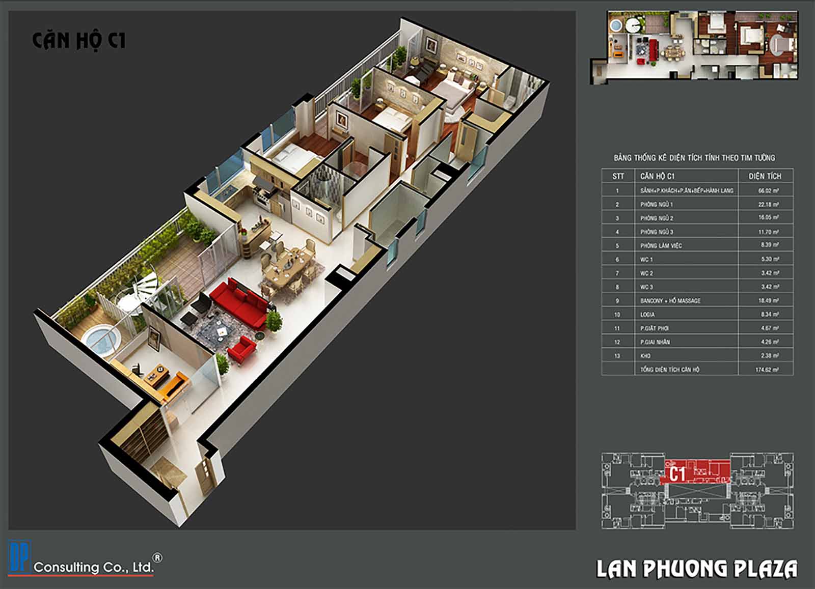 Layout thiết kế Penhouse C1 - 3PN-3WC The Navita