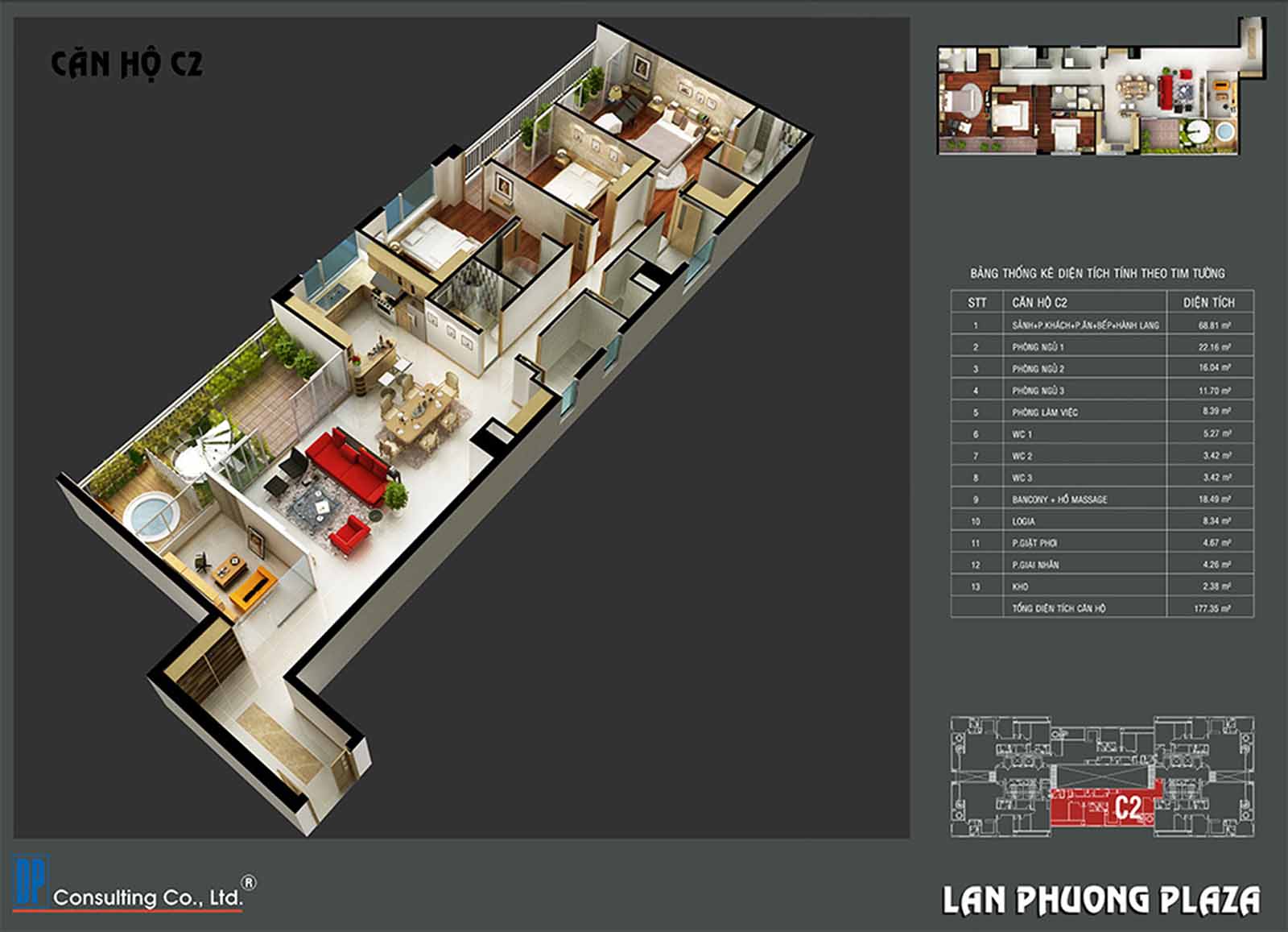 Layout thiết kế Penhouse C2 - 3PN-3WC The Navita