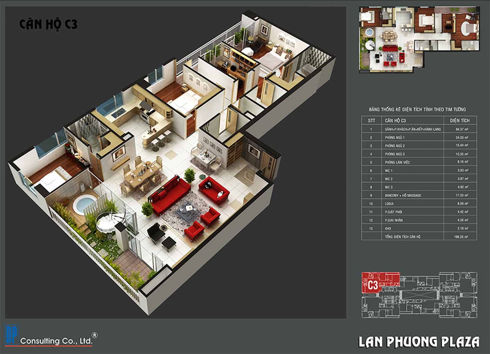 Layout thiết kế Penhouse C3 - 4PN-3WC The Navita