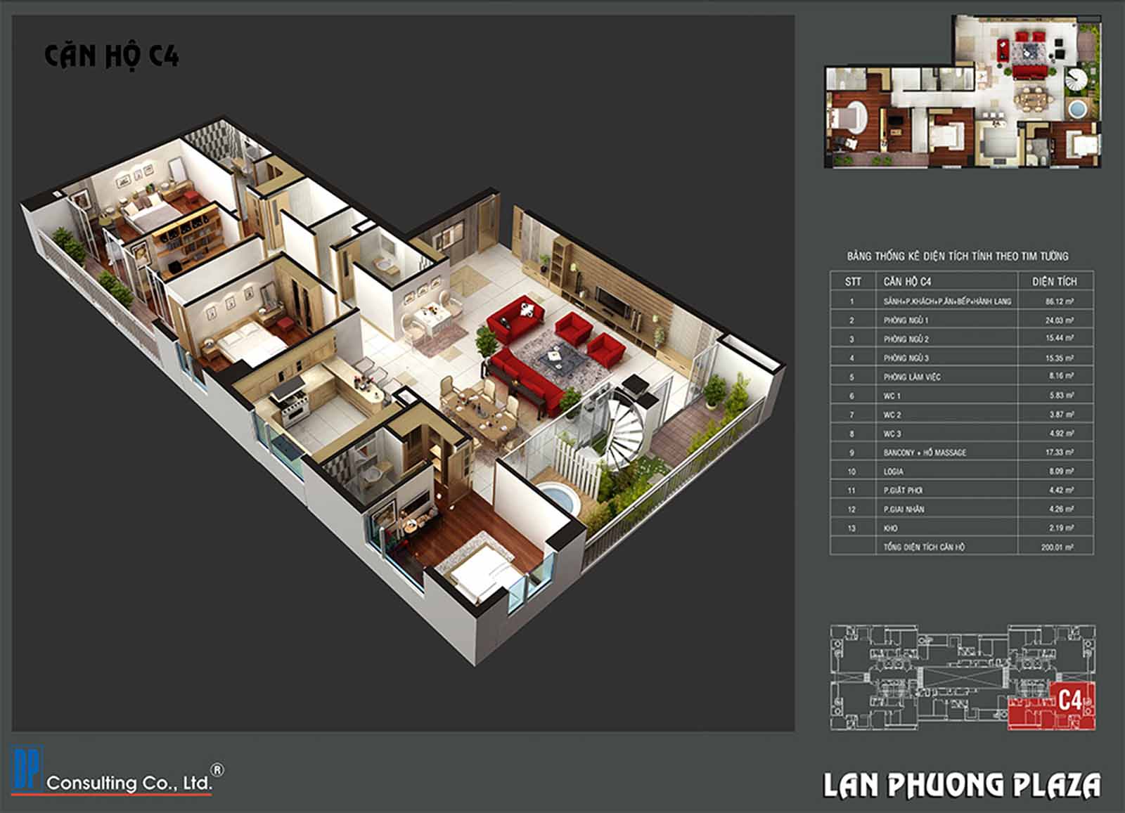 Layout thiết kế Penhouse C4 - 4PN-3WC The Navita