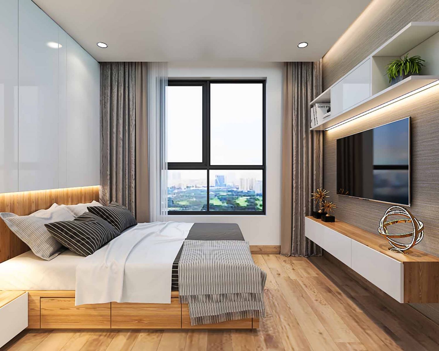 Nội thất phòng ngủ căn hộ mẫu Bcons Plaza