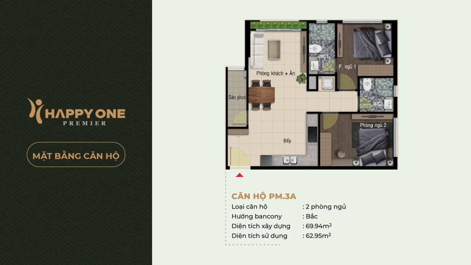 Layout thiết kế căn hộ Happy One Premier