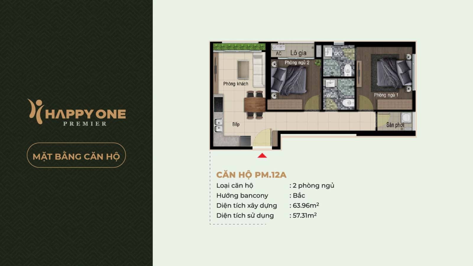 Layout thiết kế căn hộ Happy One Premier