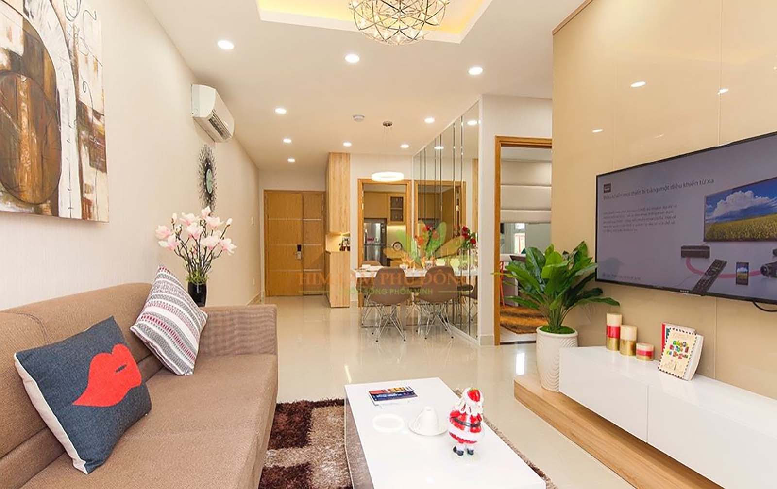 Nội thất phòng khách căn hộ mẫu Him Lam Phú Đông