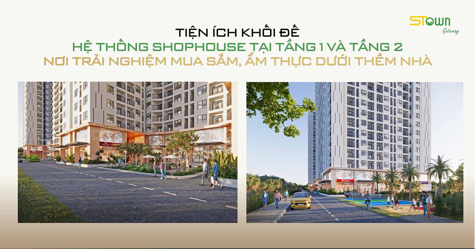 Hệ thống các tiện ích tầng trệt phục vụ nhu cầu thiết yếu