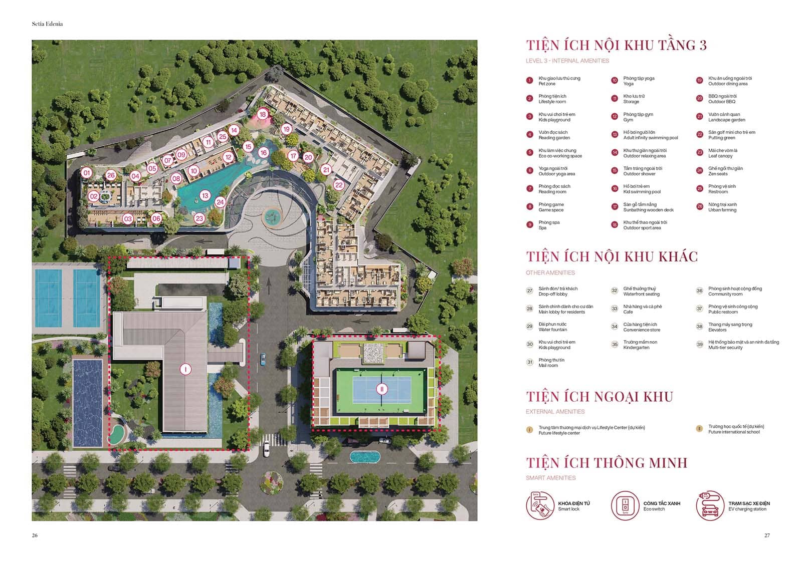 Hệ thống các tiện ích setia edenia