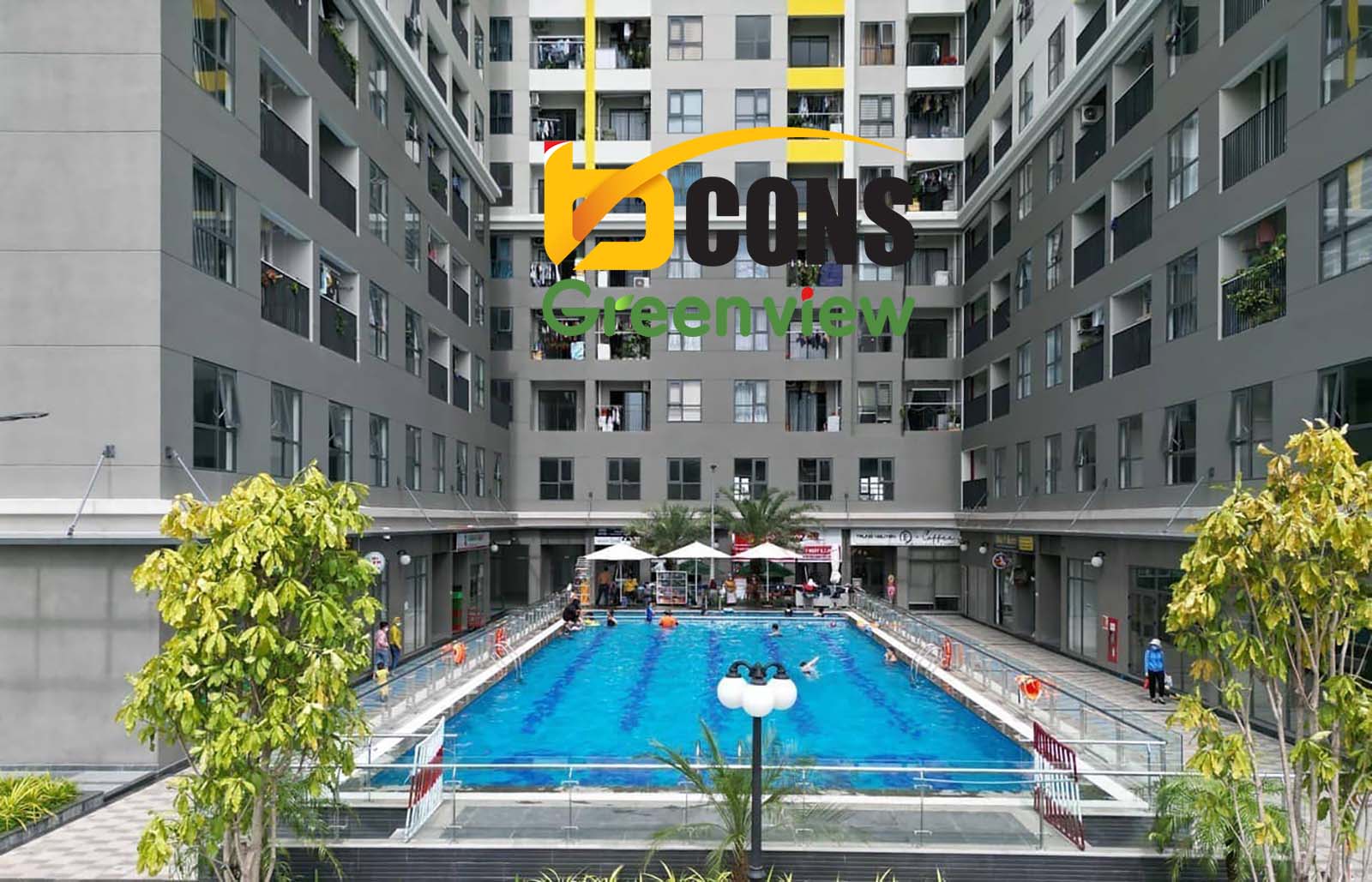 Hồ bơi tầng trệt Bcons Green View nơi thư giãn và tập thể thao