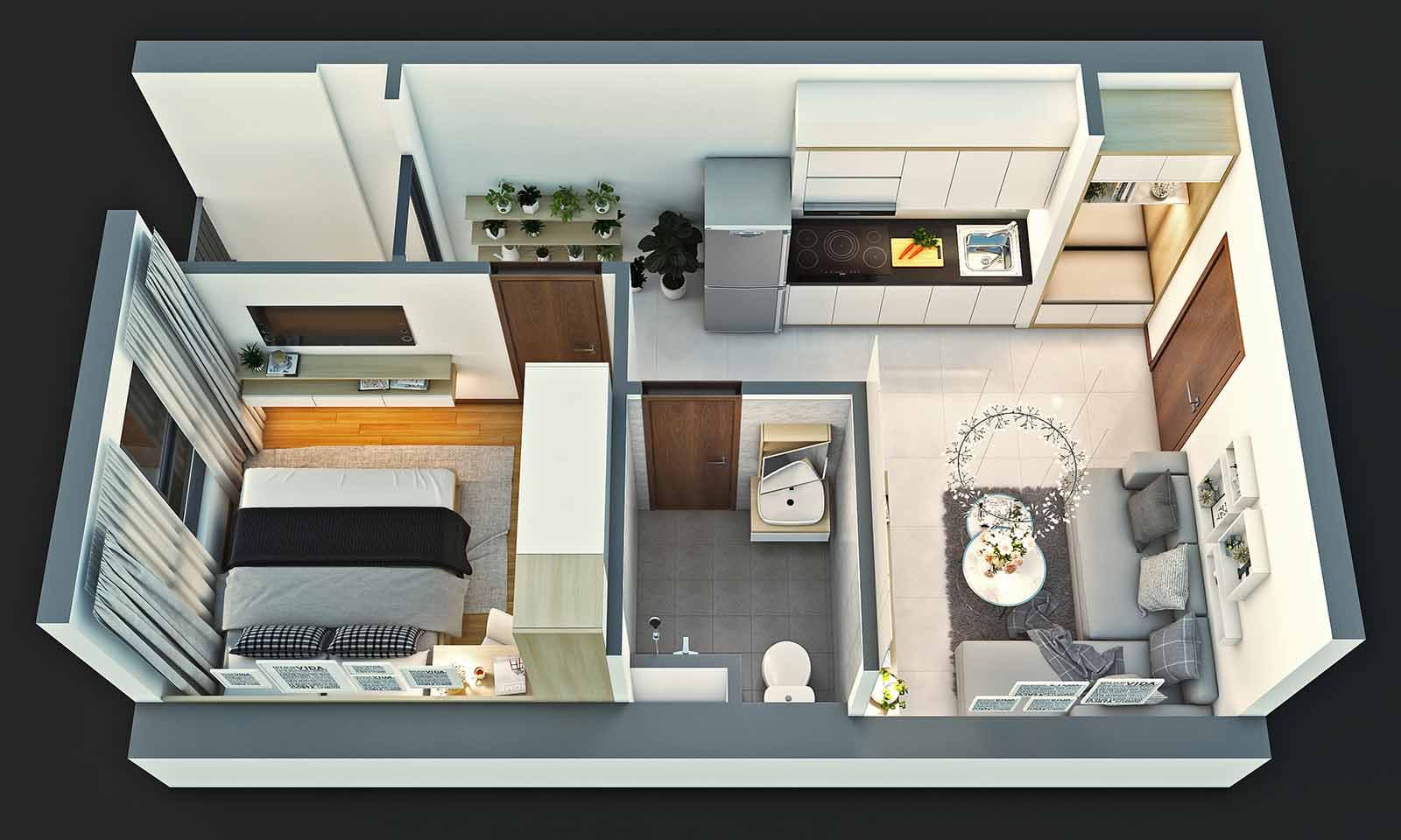 Layout căn C 1PN Bcons Miền Đông