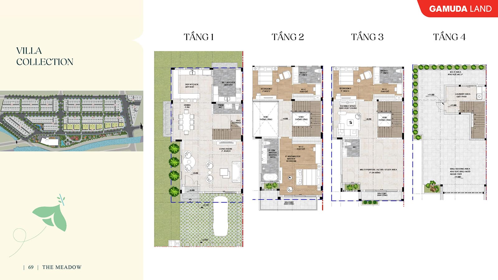 Layout thiết kế biệt thự tại The Meadow Bình Chánh