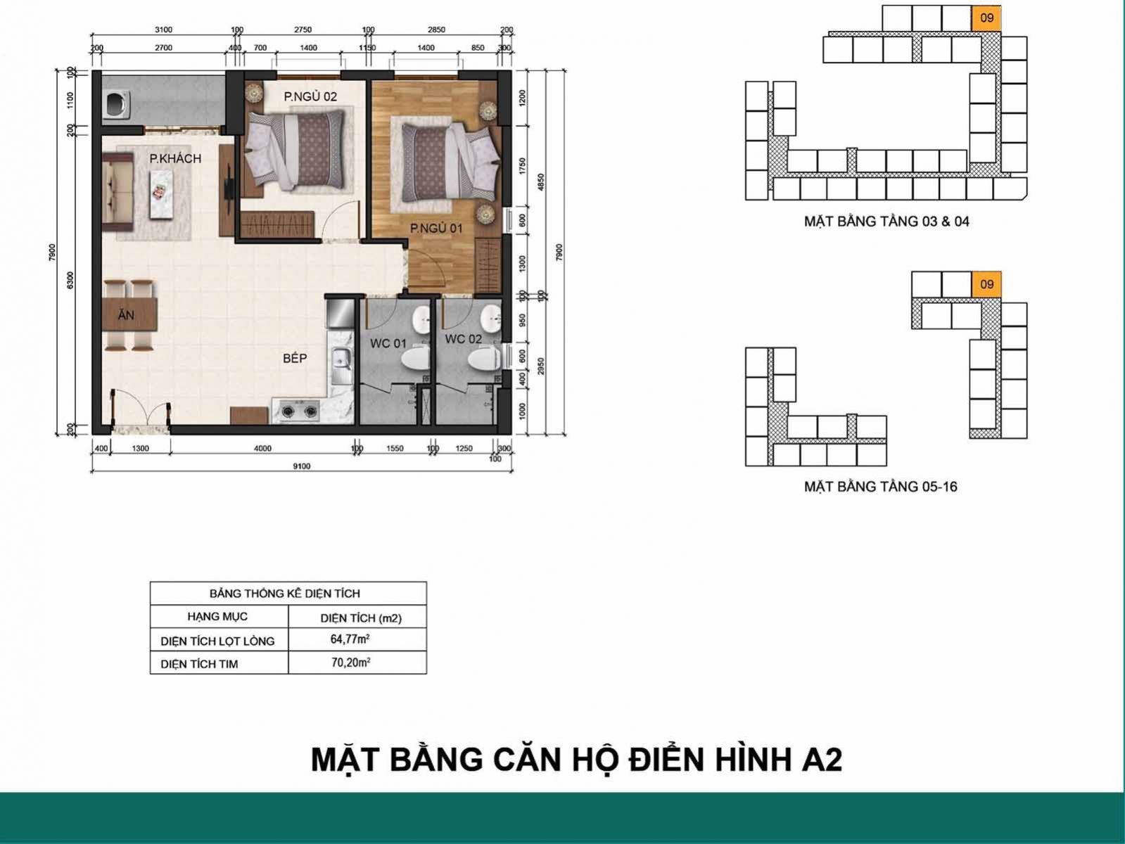 Layout thiết kế căn A2 Fresca Riverside