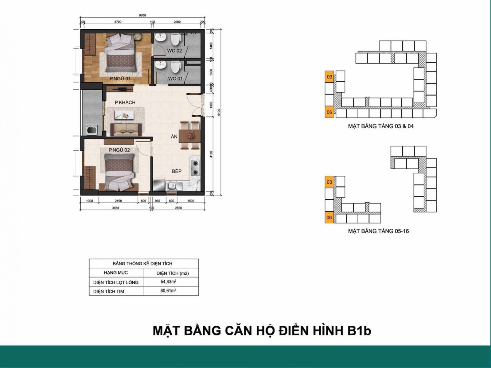 Layout thiết kế căn B1b Fresca Riverside