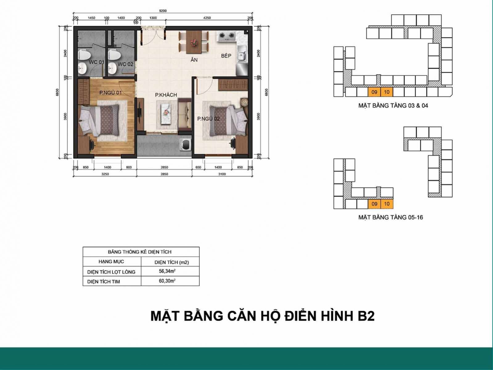 Layout thiết kế căn B2 Fresca Riverside