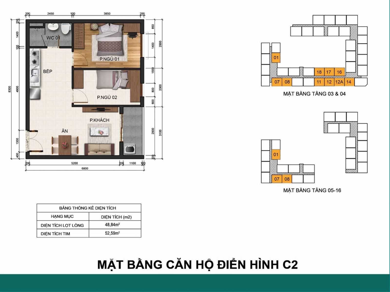 Layout thiết kế căn C2 Fresca Riverside