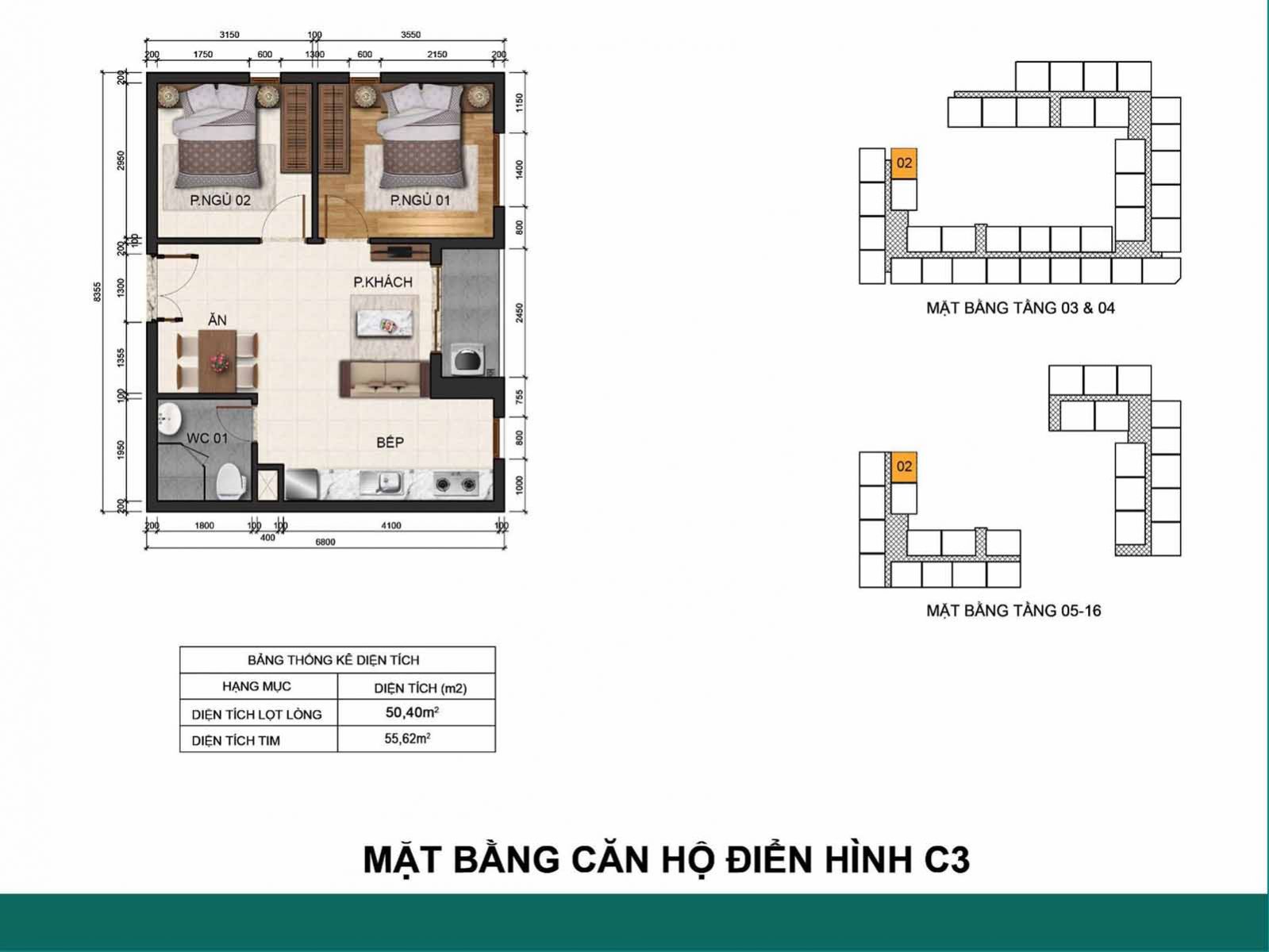 Layout thiết kế căn C3 Fresca Riverside