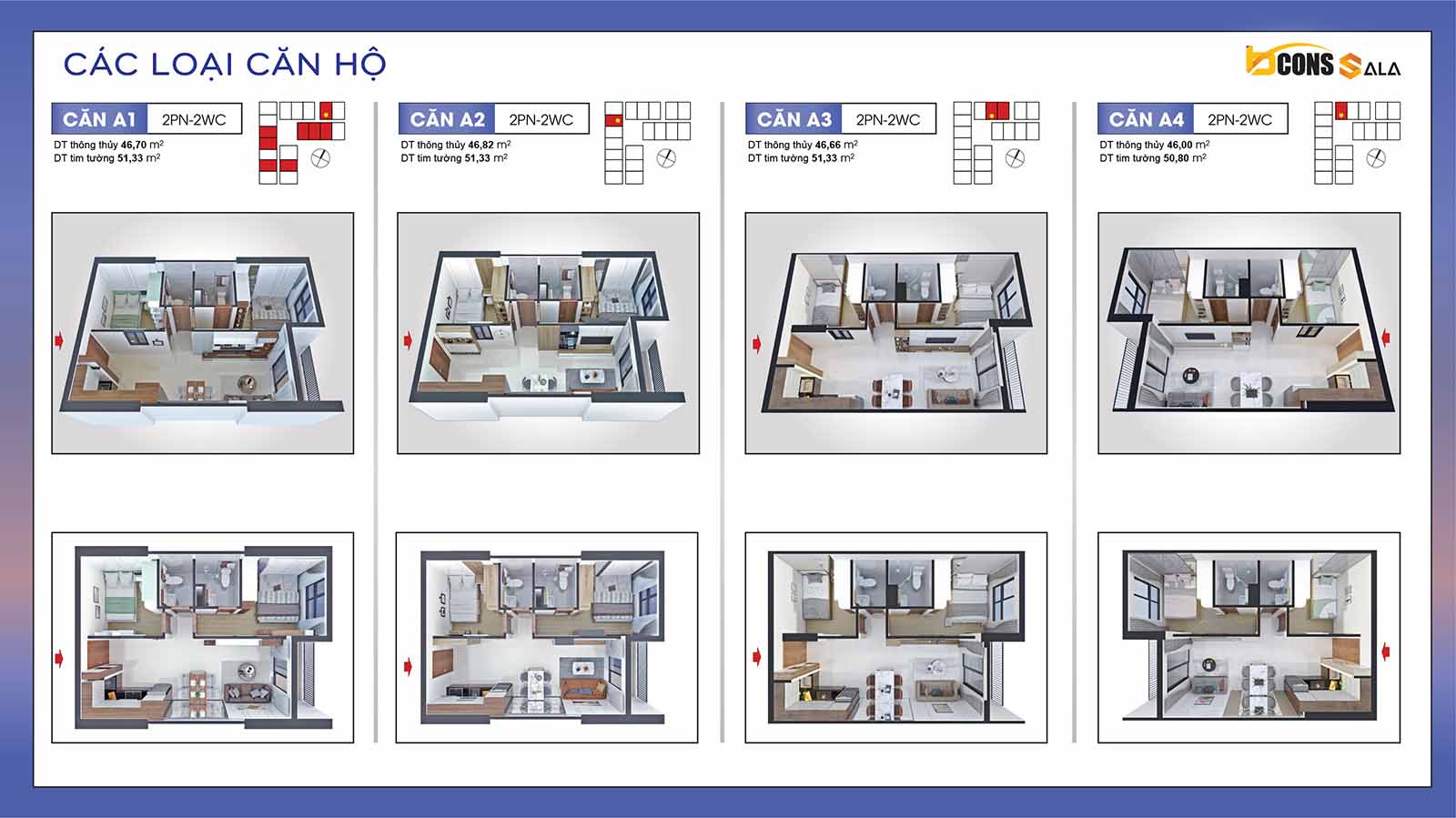 Layout thiết kế chi tiết căn hộ Bcons Sala