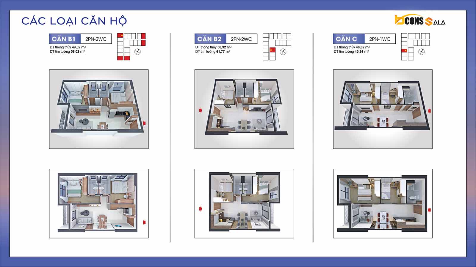 Layout thiết kế chi tiết căn hộ Bcons Sala