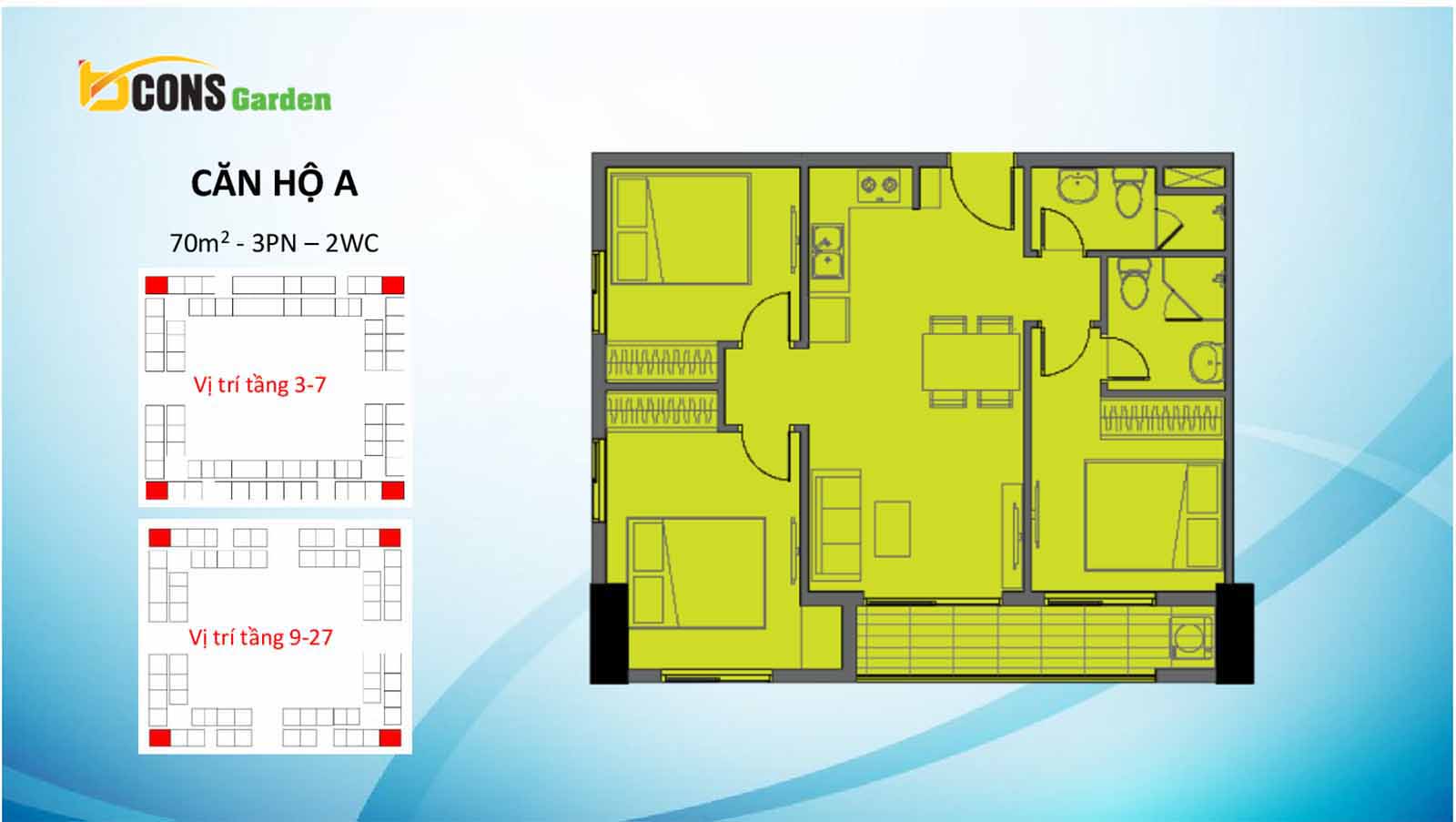Layout thiết kế chi tiết loại căn A Bcons Garden