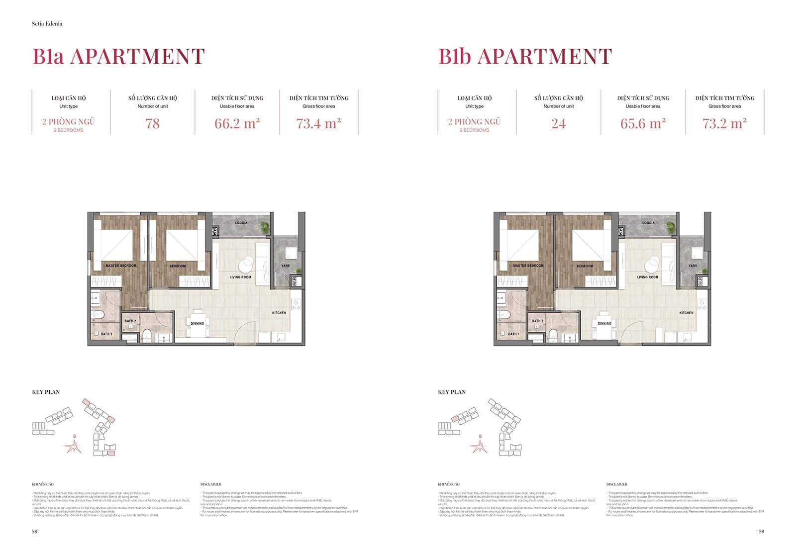 Layout thiết kế loại căn hộ b1a và b1b Setia Edenia
