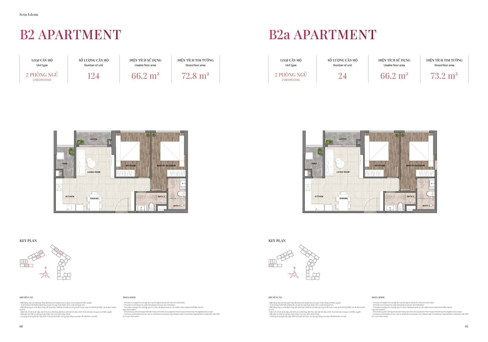Layout thiết kế loại căn hộ b2 và b2aSetia Edenia
