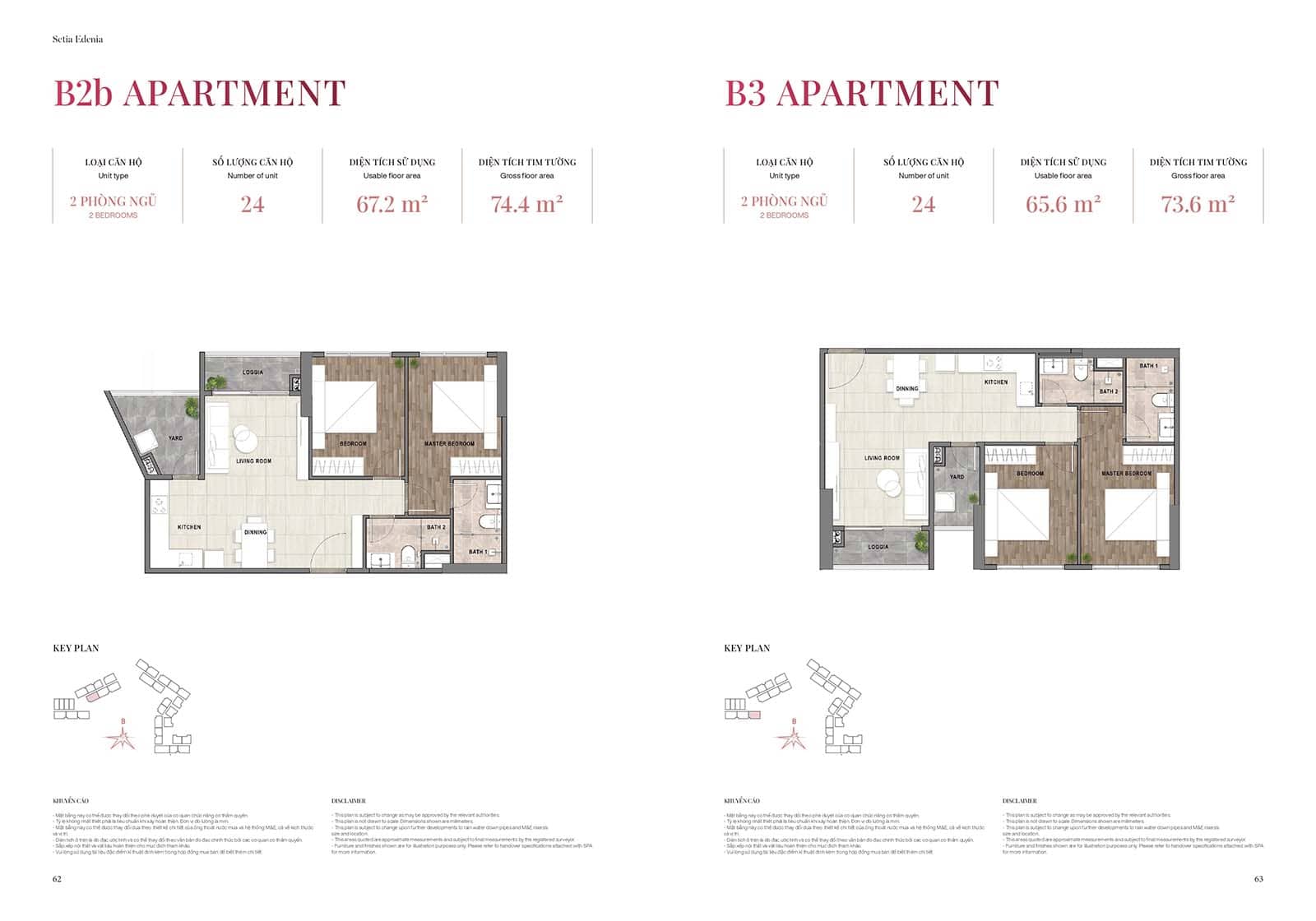 Layout thiết kế loại căn hộ b2b và b3 Setia Edenia