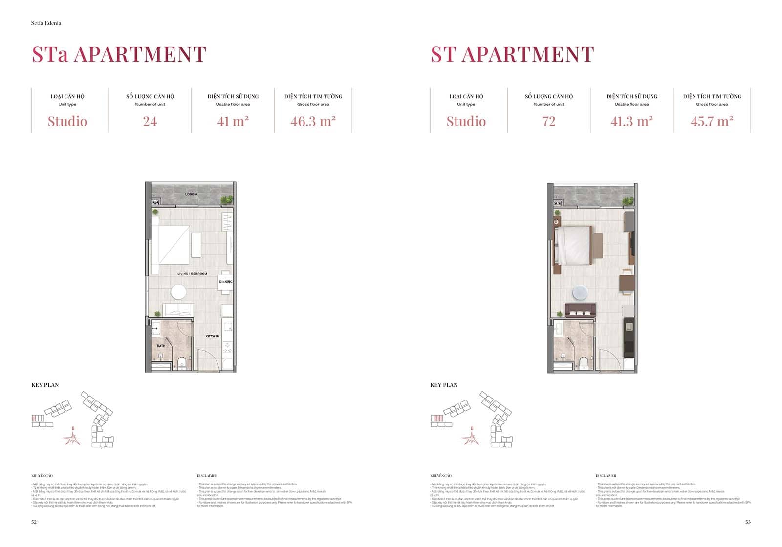 Layout thiết kế loại căn hộ st và sta Setia Edenia