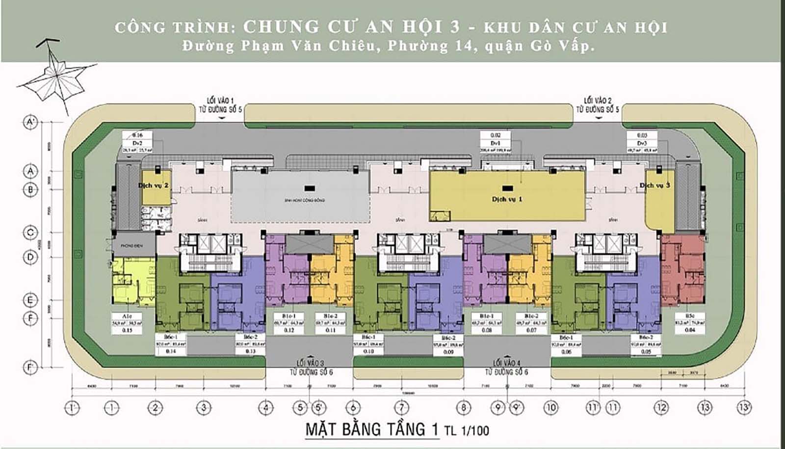 Mặt bằng tầng 1 chung cư An Hội 3