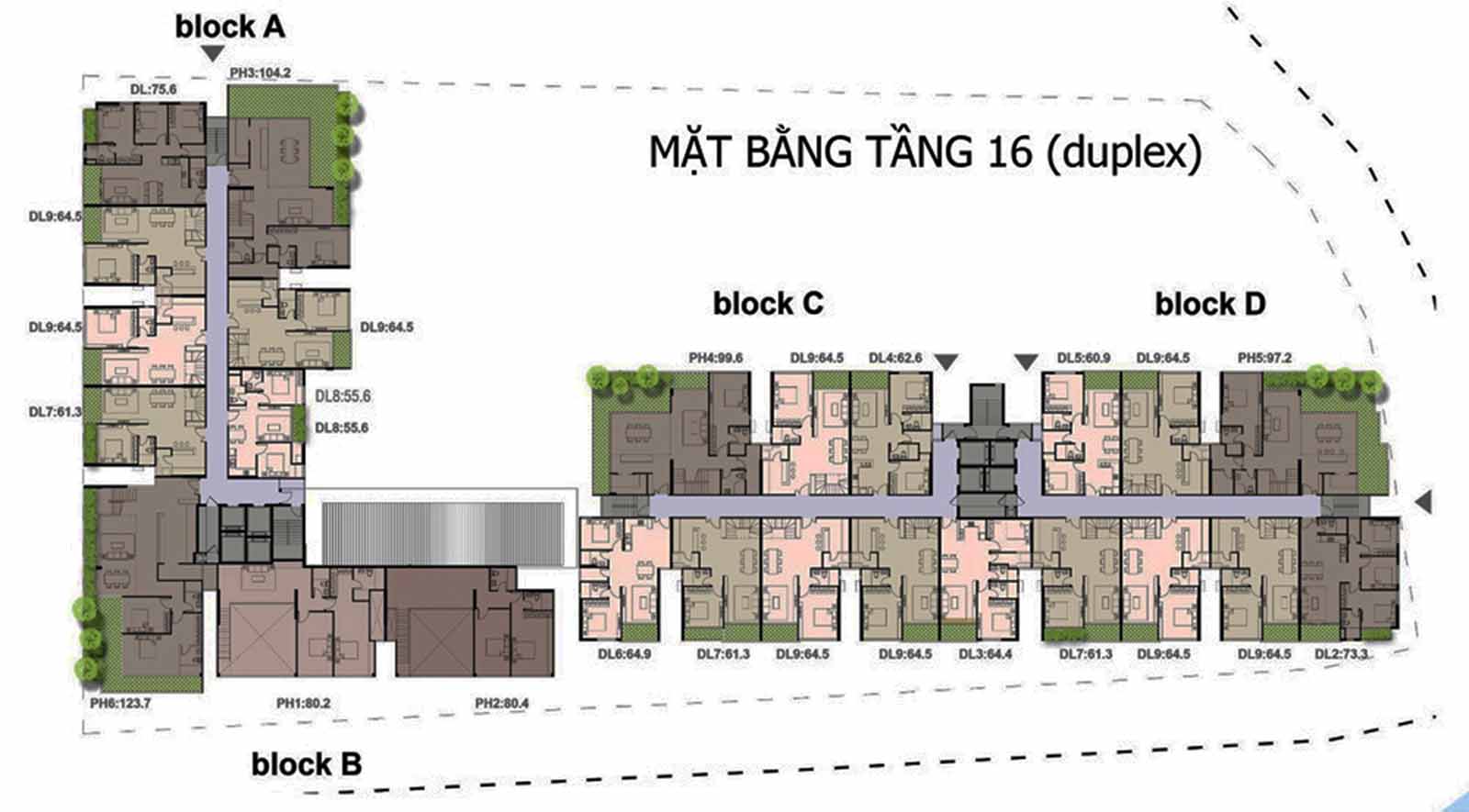 Mặt bằng tầng 16 Opal Garden