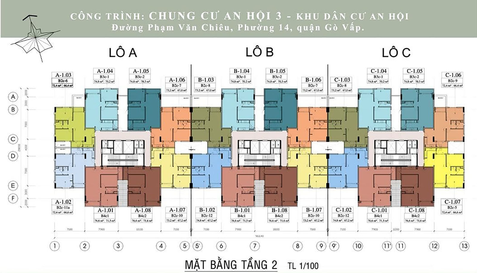 Mặt bằng tầng 2 chung cư An Hội 3