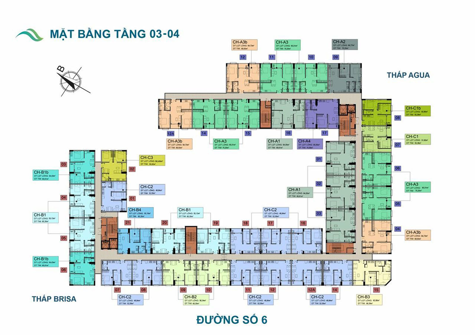 Mặt bằng thiết kế tầng 3-4 Fresca Riverside