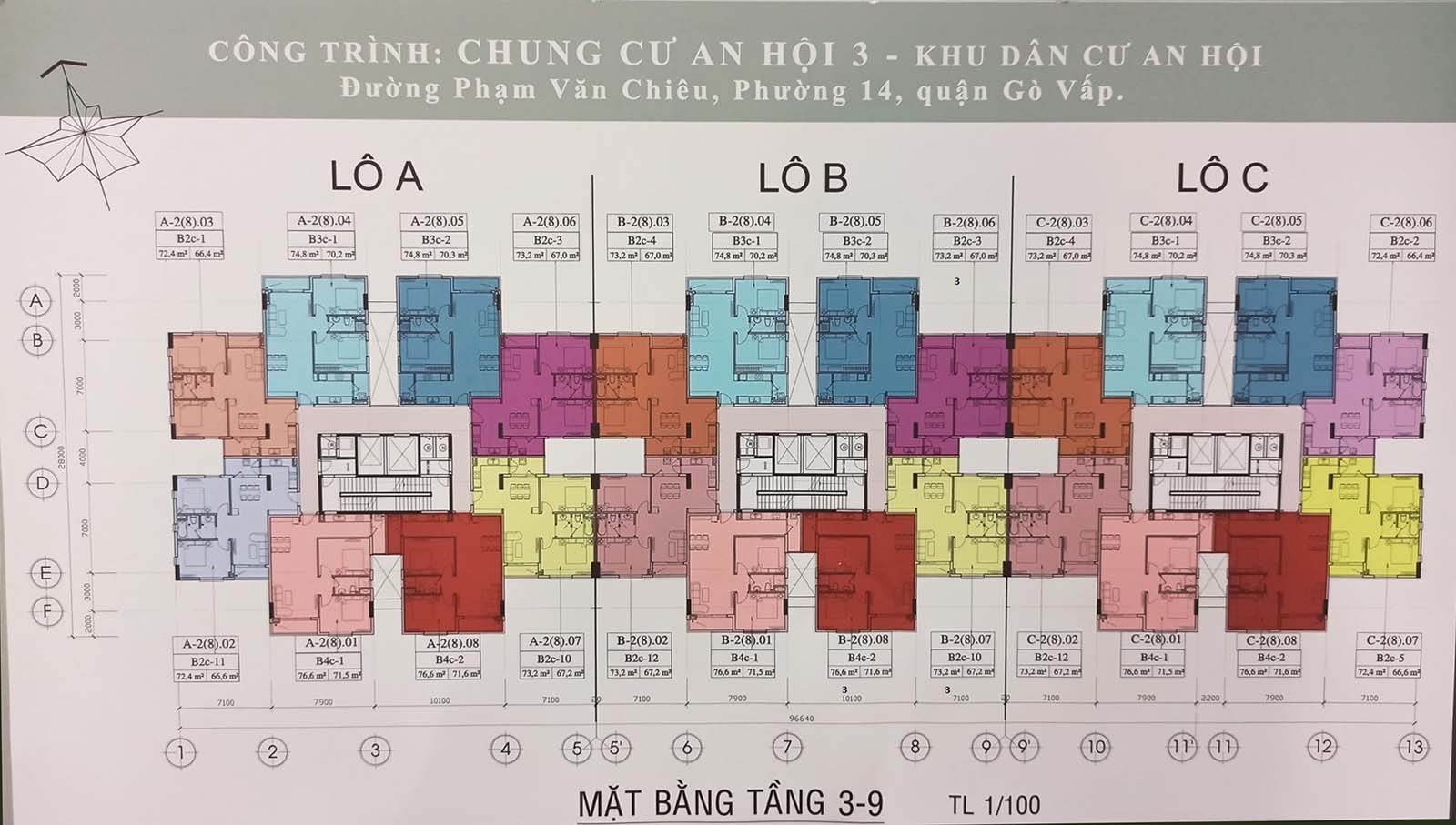 Mặt bằng tầng 3-9 chung cư An Hội 3