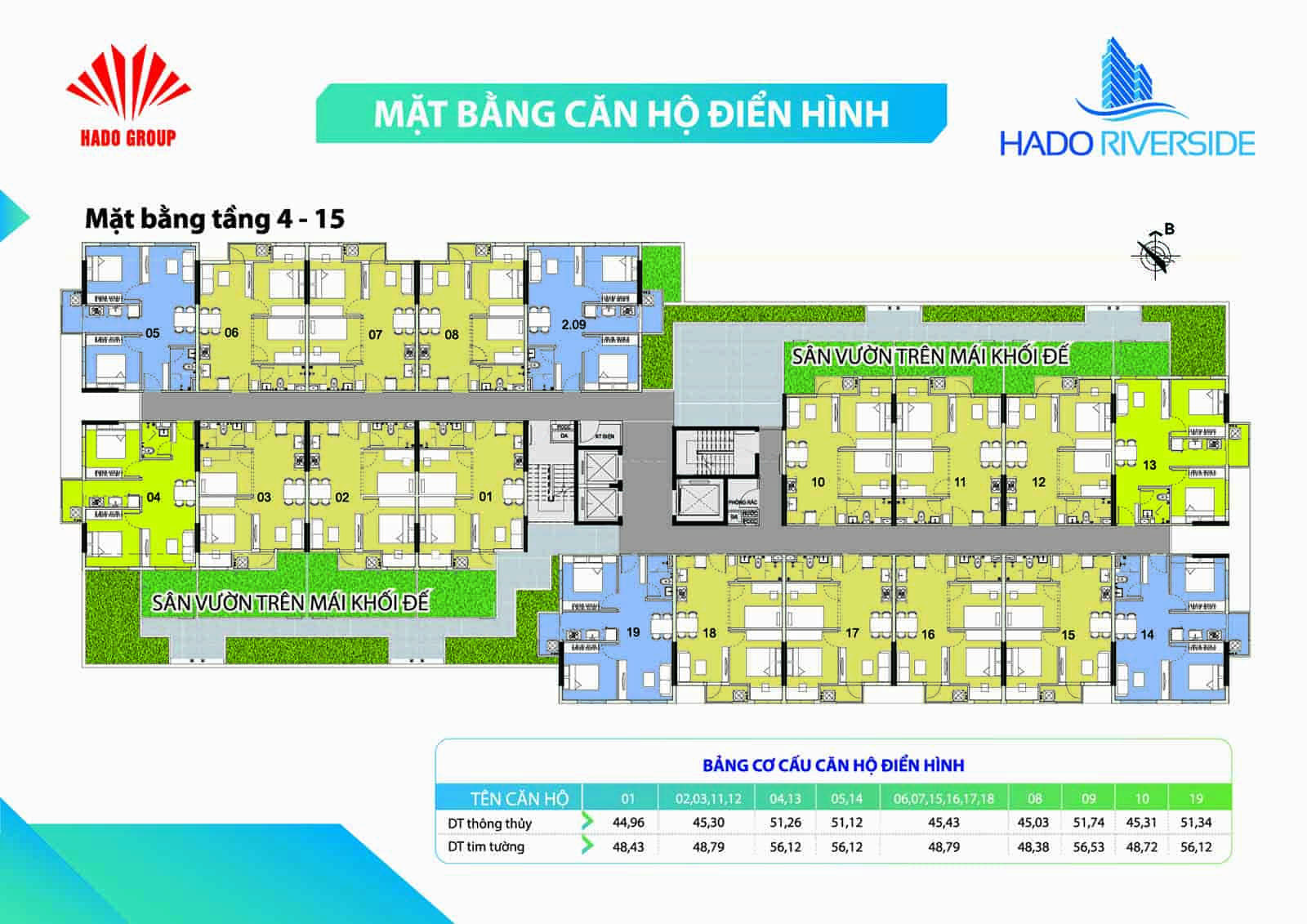 Mặt bằng tầng 4 - 15 Hà Đô Riverside