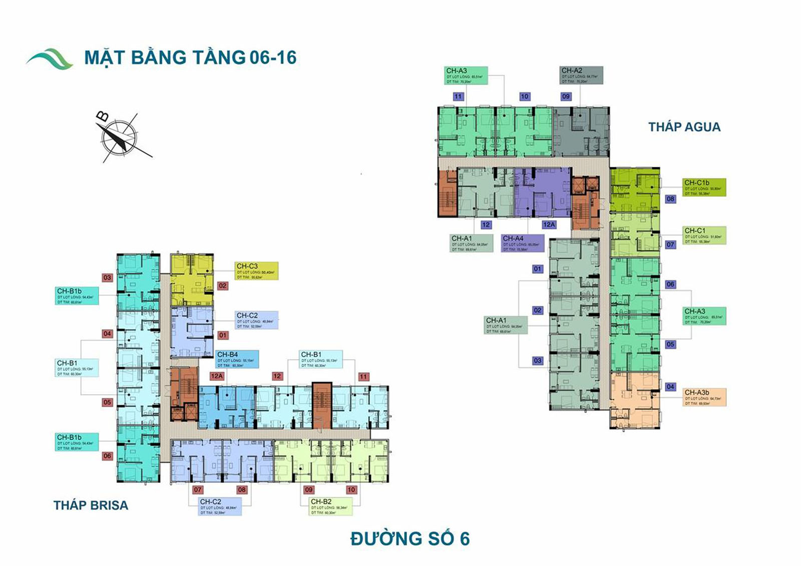 ​​​​​​​Mặt bằng thiết kế tầng 6-16 Fresca Riverside