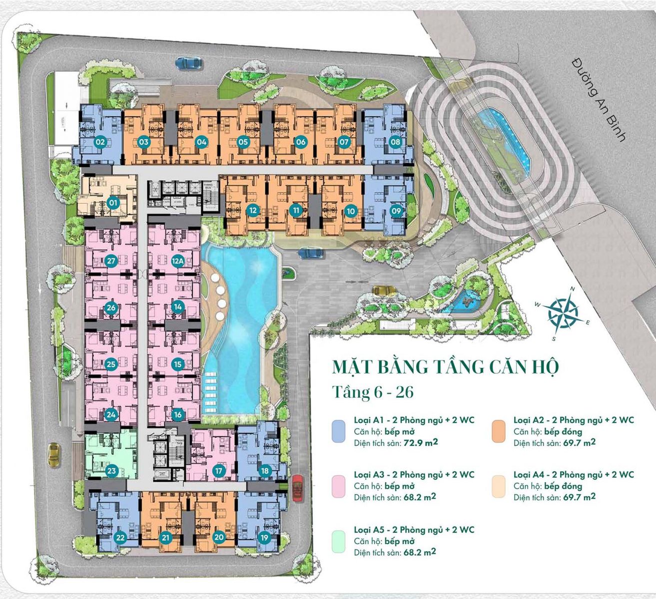 Mặt bằng thiết kế tầng 6 - 26 Phú Đông Sky Garden