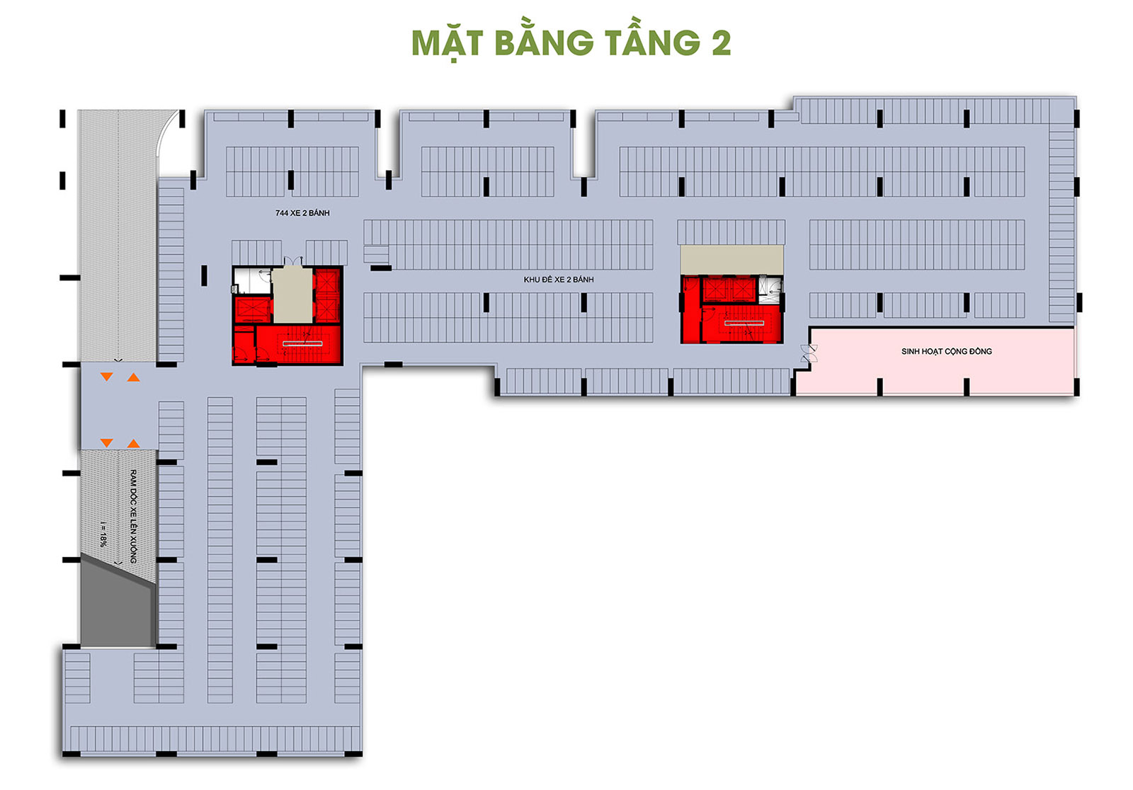 Mặt bằng thiết kế chi tiết tầng 2 Him Lam Phú Đông