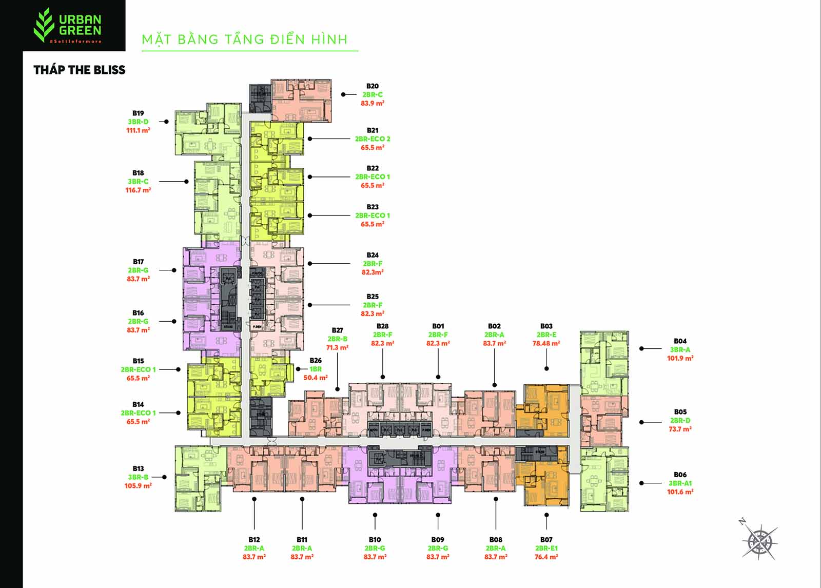 Mặt bằng thiết kế điển hình Urban Green