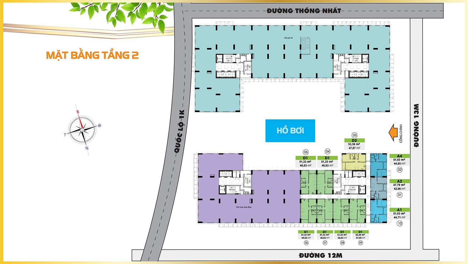 Mặt bằng thiết kế tầng 2 Bcons Plaza