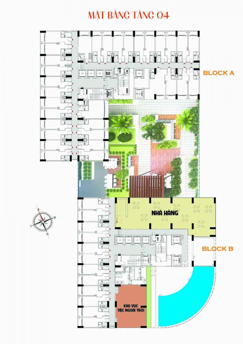 Mặt bằng thiết kế tầng 4 tháp Bcons City