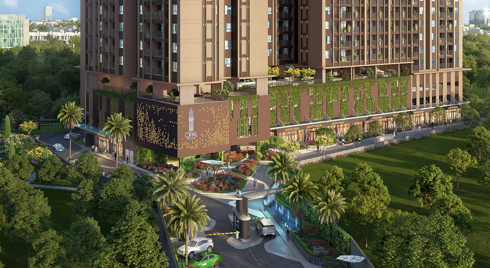 Cổng vào Opal Skyline với thiết kế nổi bật và hiện đại