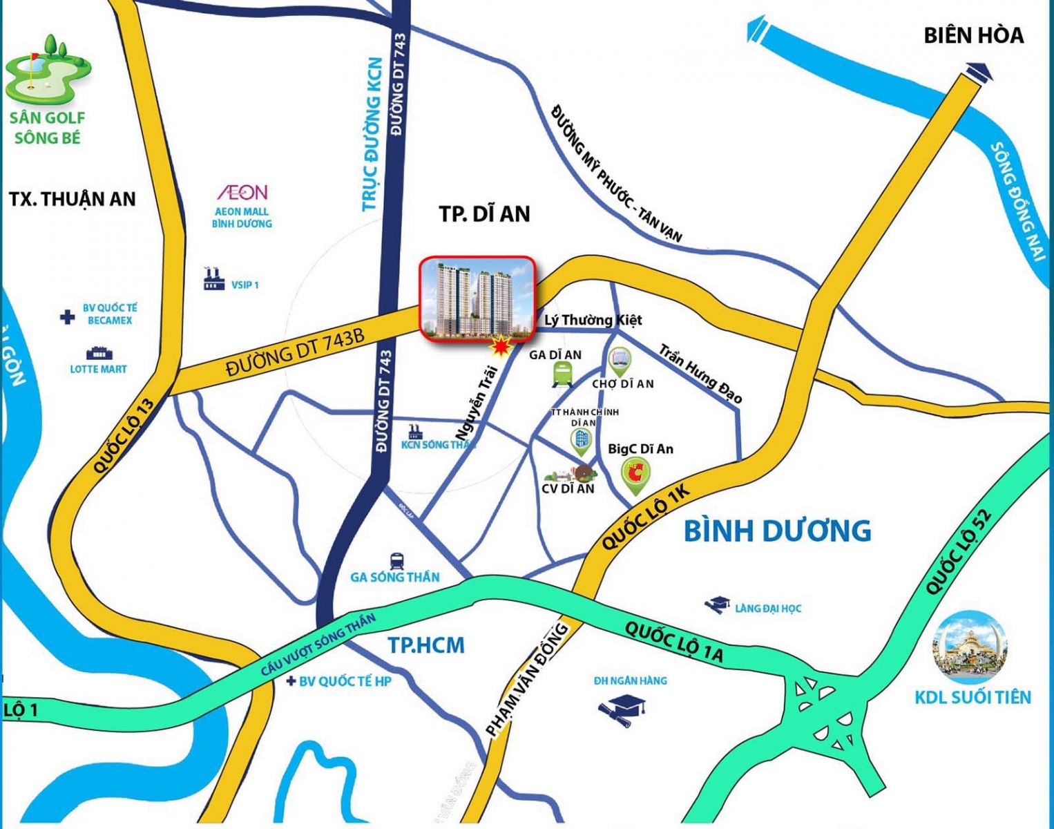 Sơ đô vị trí kết nối Bcons Garden