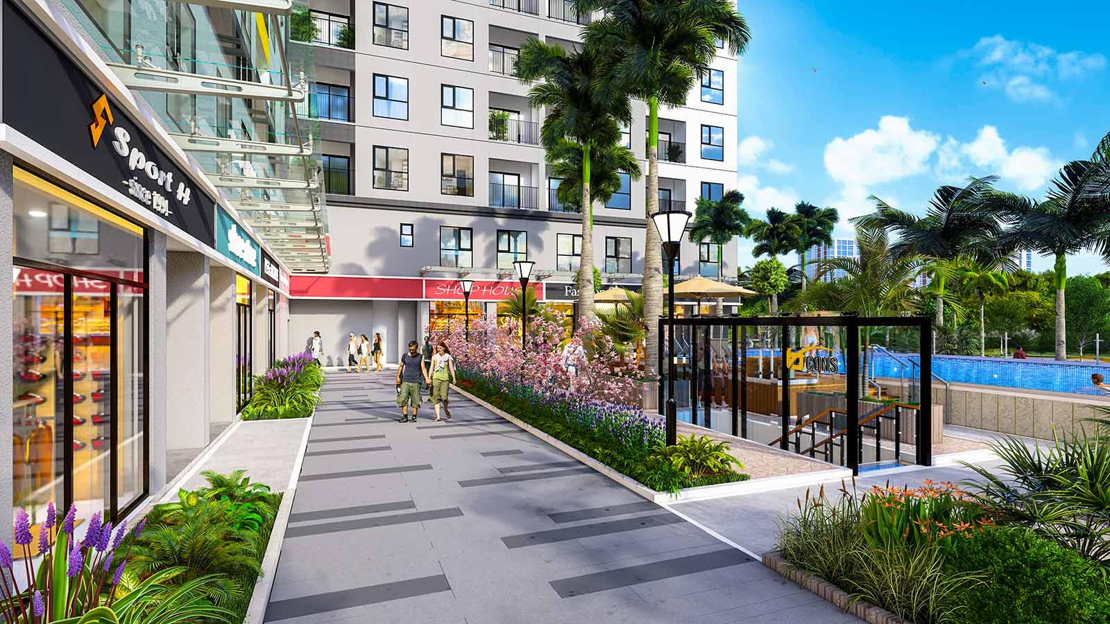 Khu shophouse với đa dạng dịch vụ và tiện ích Bcons Sala
